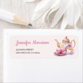 Tea Party Roze Meisjes Laten we Par-Tea Verjaardag Etiket (Insitu)