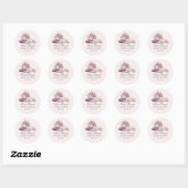  Tea Party Roze Rozen Baby shower Ronde Sticker (Vel)