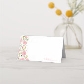 Tea Party Roze Rozen Naam Plaats Kaarten Plaatskaartje (Voorkant)