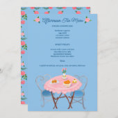 Tea Party Rozen Schattige CUSTOM Menu (Voorkant / Achterkant)