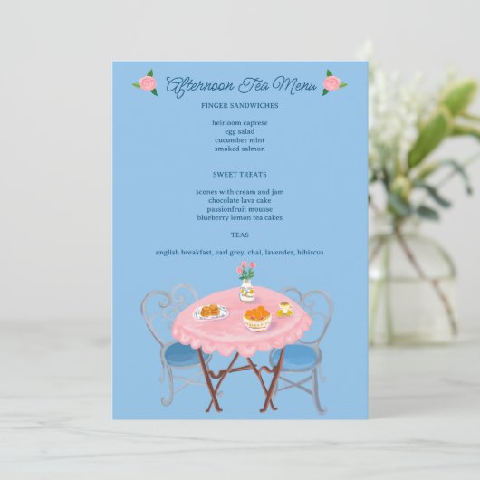 Tea Party Rozen Schattige CUSTOM Menu (Staand voorkant)
