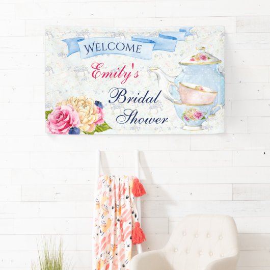 Tea Party Rozen theekopjes theepot Spandoek (Insitu)