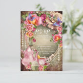 Tea Party RSVP-kaarten RSVP Kaartje (Staand voorkant)