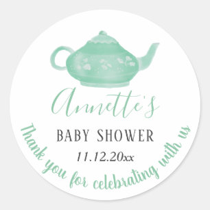 Tea Party Shabby Chic Baby shower   Dank u Ronde Sticker