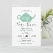Tea Party Shabby Chic Baby shower Kaart (Staand voorkant)