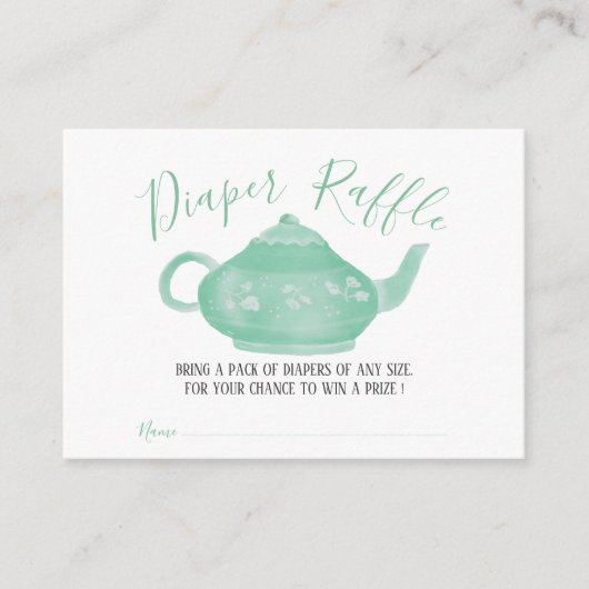 Tea Party Shabby Chic Baby shower | Luierscheur Informatiekaartje (Voorkant)