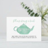 Tea Party Shabby Chic Baby shower | Neem een boek  Kaart (Staand voorkant)