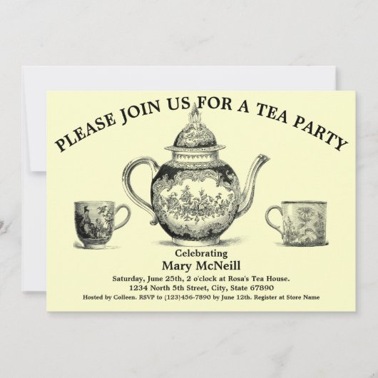 Tea Party Sjabloon Uitnodiging (Voorkant)