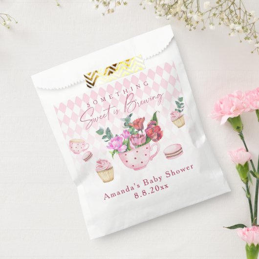 Tea Party Something Sweet is het brouwen van Baby  Bedankzakje (Gezegeld)