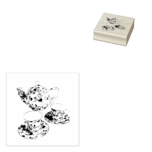 Tea party stamp rubberstempel (Gestempeld)