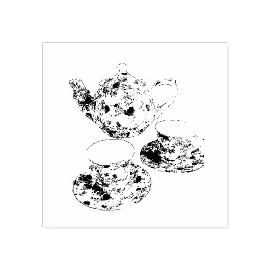 Tea party stamp rubberstempel (Afrduk)