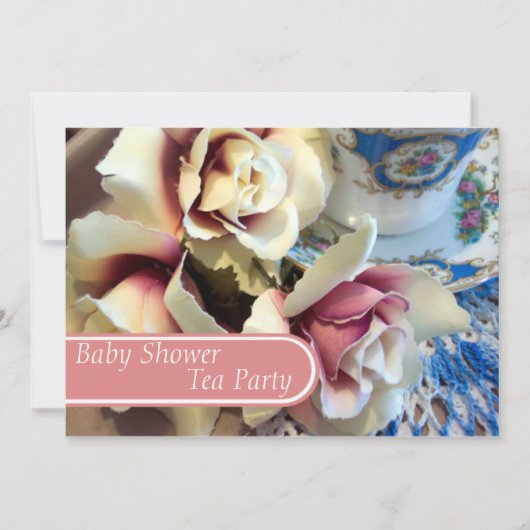 Tea Party Tea Cup Baby Shower-uitnodigingen Kaart (Voorkant)