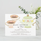 Tea Party Tea Pot & Cups Baby shower per post Kaart (Staand voorkant)