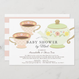 Tea Party Tea Pot & Cups Baby shower per post Kaart