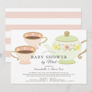 Tea Party Tea Pot & Cups Baby shower per post Kaart