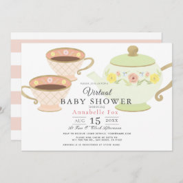 Tea Party Tea Pot & Cups Virtueel Baby shower Kaart