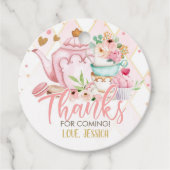 Tea Party Tea voor Two Pink Floral Brewing Party Bedankjes Labels (Voorkant)