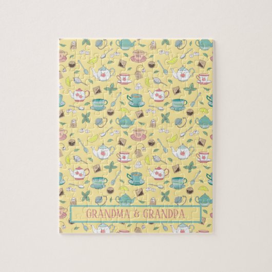   Tea Party Teacups en Teapots Print Legpuzzel (Verticaal)