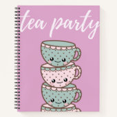 Tea Party Teacups roze Notitieboek (Voorkant)