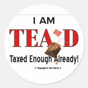 Tea Party TEA'd Sticker - pas het aan!