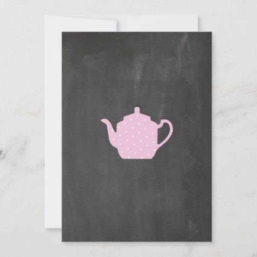 Tea Party Teapot Alice in Wonderland Chalk Invite Kaart (Achterkant)