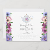  Tea Party Theepot Bloemen Vrijgezellenfeest Kaart (Voorkant)