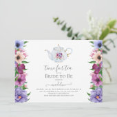 Tea Party Theepot Bloemen Vrijgezellenfeest Kaart (Staand voorkant)