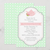 Tea party theepot polka dot roze vrijgezellenfeest kaart (Voorkant / Achterkant)