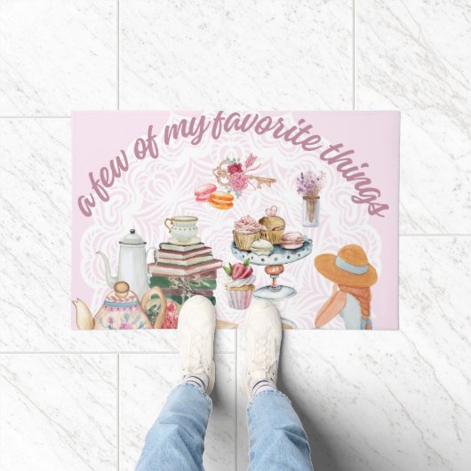 Tea Party Theepot Teacups Boeken Cupcakes Deurmat (Binnen)