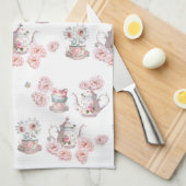 Tea Party theepot theekopjes roze rozenbloem Theedoek (Quarter Fold)