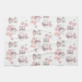 Tea Party theepot theekopjes roze rozenbloem Theedoek (Horizontaal)