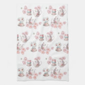 Tea Party theepot theekopjes roze rozenbloem Theedoek (Verticaal)