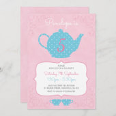Tea Party thema verjaardagsfeestje uitnodiging (Voorkant / Achterkant)