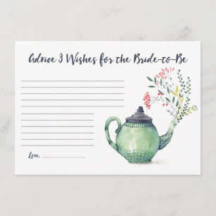 Tea Party Theme Advice en Well wil dat Bride wordt Informatiekaartje
