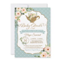 Tea Party Turquoise Blue Blush Floral Baby shower