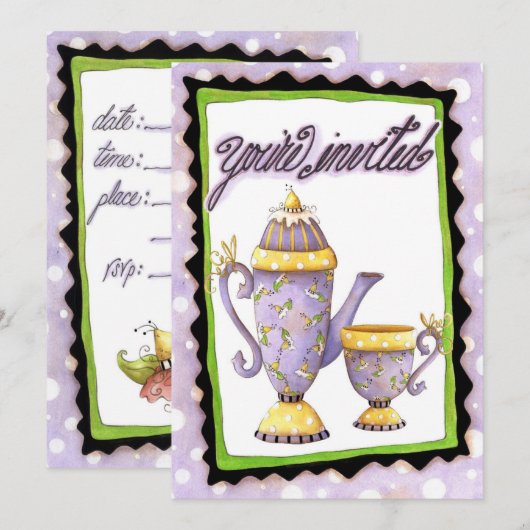 Tea Party - uitnodiging (Voorkant / Achterkant)