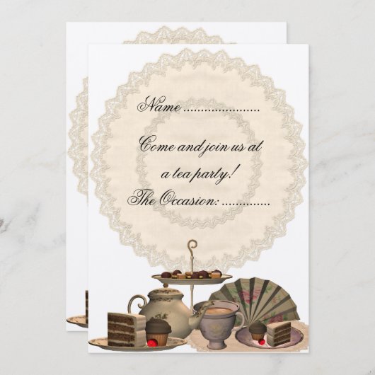 Tea Party - Uitnodiging (Voorkant / Achterkant)