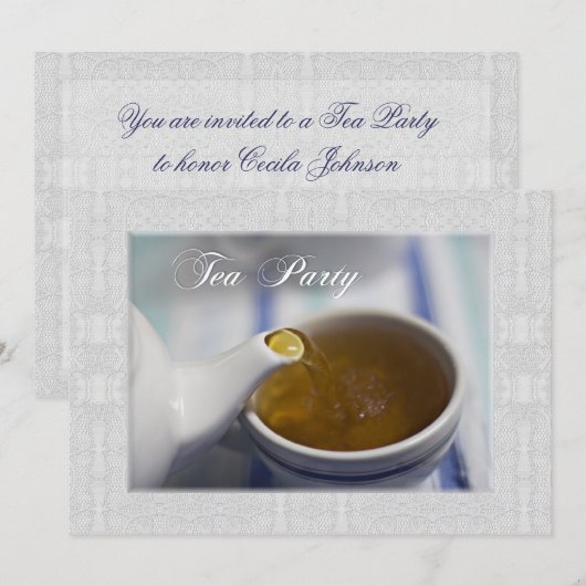 Tea Party uitnodiging (Voorkant / Achterkant)