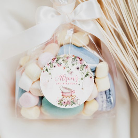 Tea Party Uitnodiging 2e verjaardag Ronde Sticker