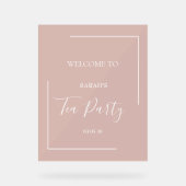 Tea Party uitnodiging, Bloemthee uitnodiging, Blus Acryl Bord (Voorkant)