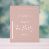 Tea Party uitnodiging, Bloemthee uitnodiging, Blus Acryl Bord (Neutraal)