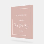 Tea Party uitnodiging, Bloemthee uitnodiging, Blus Acryl Bord (Hoek)