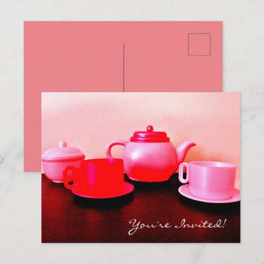 Tea Party Uitnodiging Briefkaart (Voorkant / Achterkant)