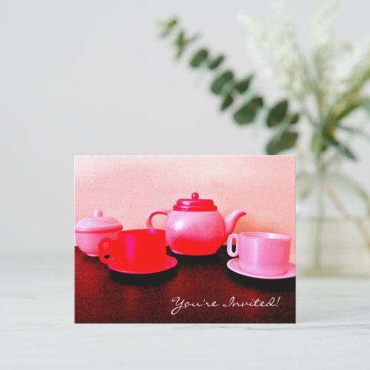 Tea Party Uitnodiging Briefkaart (Staand voorkant)