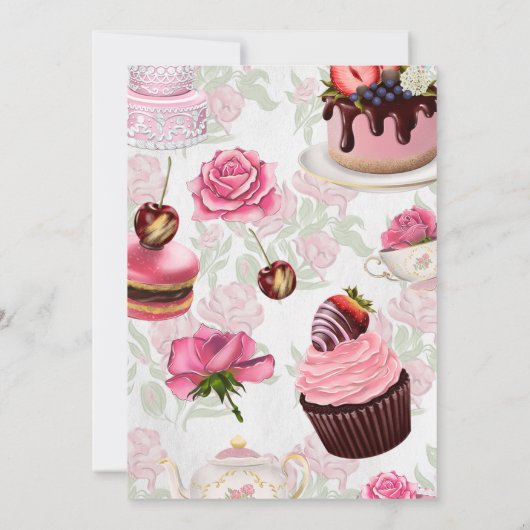  Tea Party Uitnodiging met Floral Lijst (Achterkant)