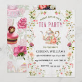  Tea Party Uitnodiging met Floral Lijst (Voorkant / Achterkant)