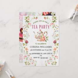 Tea Party Uitnodiging met Floral Lijst