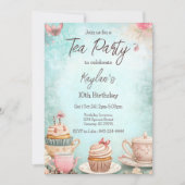 Tea party uitnodiging voor verjaardag (Voorkant)