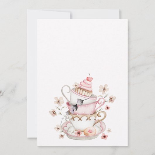 Tea Party uitnodiging Wildflower Laten we partea (Achterkant)