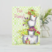 Tea Party Uitnodigingen Cottage Garden Bloemenemme (Staand voorkant)